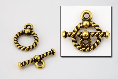 10mm Antique Gold Rope Toggle Clasp #CLB100-General Bead