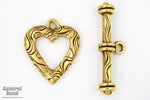 15mm x 18mm Antique Gold Pewter Heart Toggle Clasp-General Bead