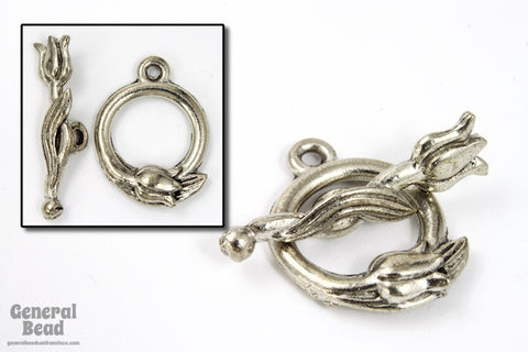 22mm Antique Silver Tulip Toggle Clasp #CLB118-General Bead