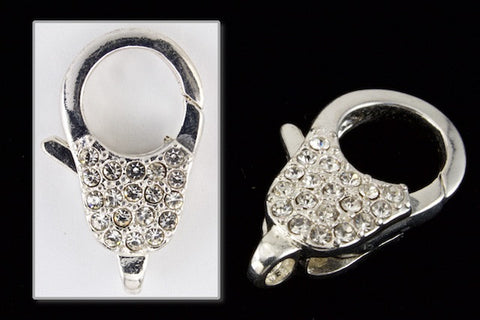 21mm x 13.5mm Bright Silver Pavé Lobster Clasp #CLB163-General Bead