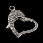 22mm x 16.5mm Bright Silver Pavé Crystal Heart Clasp #CLB170-General Bead