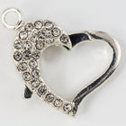 22mm x 16.5mm Bright Silver Pavé Crystal Heart Clasp #CLB170-General Bead