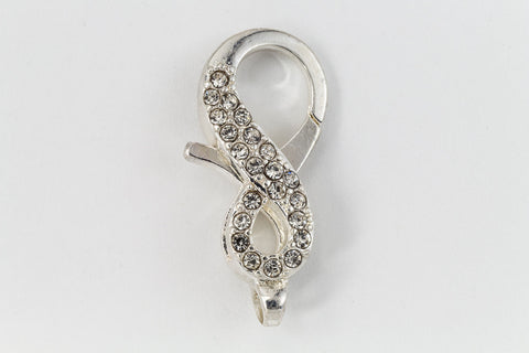 25mm x 11.5mm Bright Silver Pavé Crystal Infinity Symbol Lobster Clasp #CLB171-General Bead