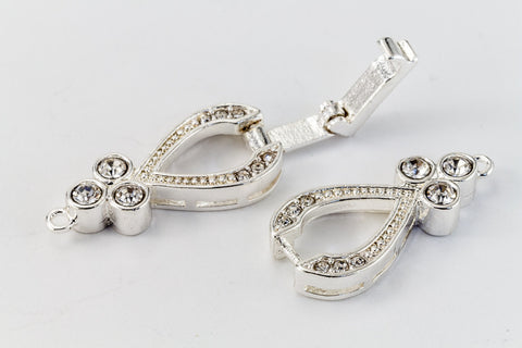 44mm x 10mm Bright Silver Pavé Crystal 1 Loop Buckle Clasp #CLB173-General Bead
