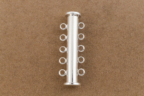 30mm x 10mm Bright Silver 5 Loop Magnetic Slide Clasp #CLB190-General Bead