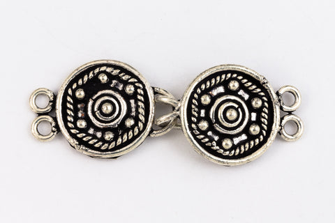 40mm x 20mm Silver "Bali" Hook and Eye Clasp with 2 Loops #CLBA216-General Bead
