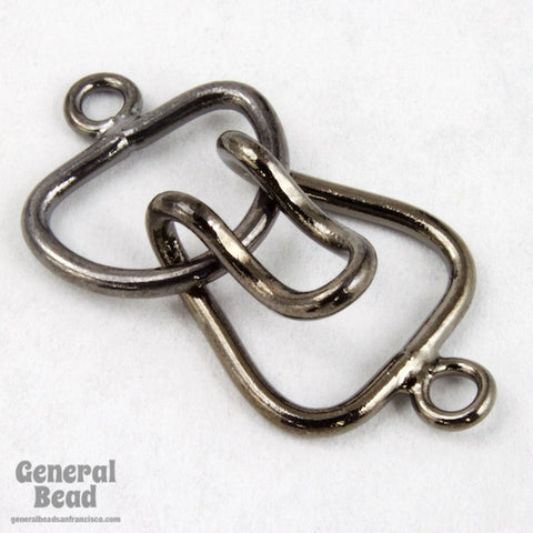 15mm Gunmetal Hook and Eye Clasp Set with 1 Loop-General Bead