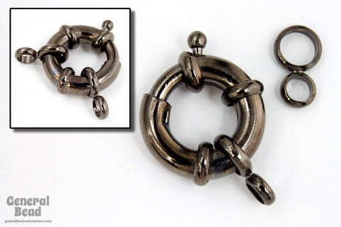 15mm Gunmetal Spring Ring Clasp with Loops #CLC155-General Bead