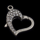 22mm x 16.5mm Antique Silver Pavé Crystal Heart Clasp #CLC170-General Bead