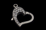 22mm x 16.5mm Antique Silver Pavé Crystal Heart Clasp #CLC170-General Bead