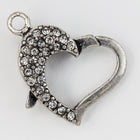 22mm x 16.5mm Antique Silver Pavé Crystal Heart Clasp #CLC170-General Bead