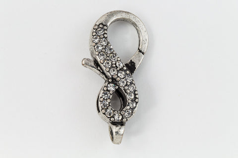 25mm x 11.5mm Antique Silver Pavé Crystal Infinity Symbol Lobster Clasp #CLC171-General Bead