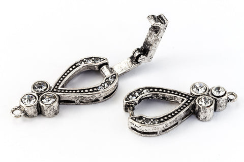 44mm x 10mm Antique Silver Pavé Crystal 1 Loop Buckle Clasp #CLC173-General Bead