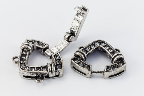 25mm x 14.5mm Antique Silver Pavé Crystal 2 Loop Buckle Clasp #CLC174-General Bead