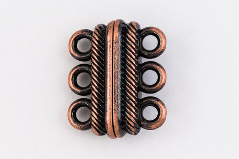20mm x 17mm Antique Copper 3 Loop Magnetic Clasp #CLD156-General Bead