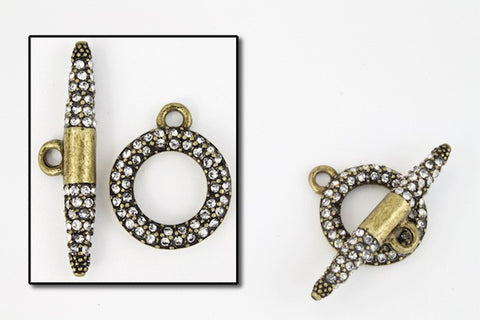 18mm x 15mm Antique Brass Pavé Toggle Clasp #CLD161-General Bead