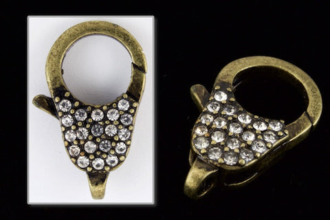 21mm x 13.5mm Antique Brass Pavé Lobster Clasp #CLD163-General Bead