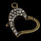 22mm x 16.5mm Antique Brass Pavé Crystal Heart Clasp #CLD170-General Bead