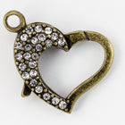 22mm x 16.5mm Antique Brass Pavé Crystal Heart Clasp #CLD170-General Bead