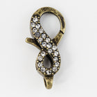 25mm x 11.5mm Antique Brass Pavé Crystal Infinity Symbol Lobster Clasp #CLD171-General Bead