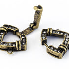 25mm x 14.5mm Antique Brass Pavé Crystal 2 Loop Buckle Clasp #CLD174-General Bead