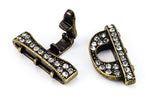 26mm x 24.5mm Antique Brass Pavé D&T Shape 3 Loop Buckle Clasp #CLD176-General Bead