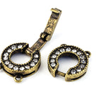 35mm x 22mm Antique Brass Pavé Crystal Round 2 Loop Buckle Clasp #CLD177-General Bead