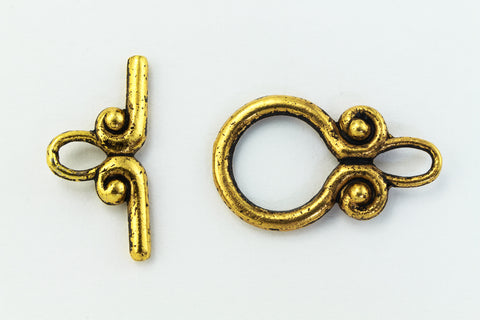 12mm Antique Gold Spiral Toggle Clasp #CLD144-General Bead