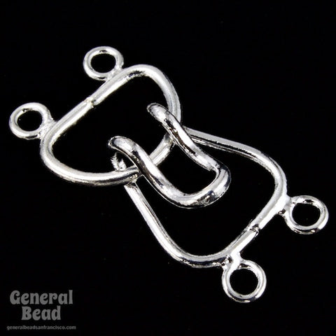 15mm Silver Tone Hook and Eye Clasp Set with 2 Loops #CLE111-General Bead
