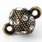 14mm Antique Brass Faceted Crystal Magnetic Clasp #CLE180-General Bead