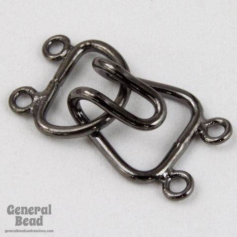 10mm Gunmetal Hook and Eye Clasp Set with 2 Loops #CLF110-General Bead