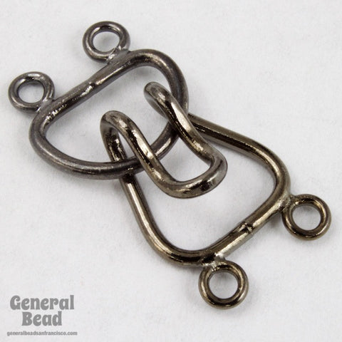 15mm Gunmetal Hook and Eye Clasp Set with 2 Loops #CLF111-General Bead