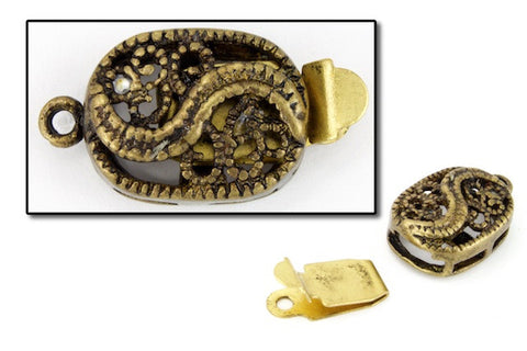 17mm x 10mm Antique Brass Filigree Box Clasp-General Bead