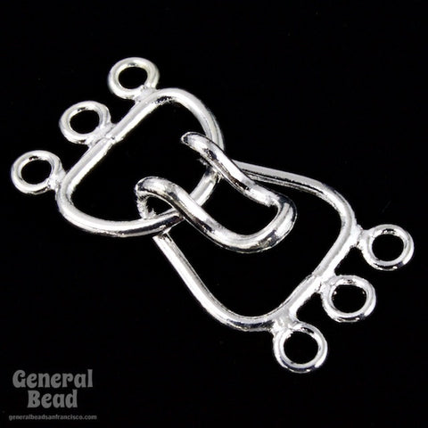 15mm Silver Tone Hook and Eye Clasp Set with 3 Loops #CLH111-General Bead