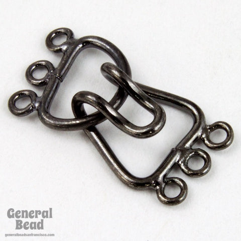 10mm Gunmetal Hook and Eye Clasp Set with 3 Loops #CLI110-General Bead