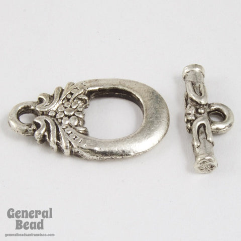 12mm x 18mm Floral Pewter Toggle Clasp #CLO032-General Bead