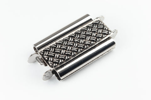 10mm x 24mm Antique Silver Woven Beadslide Clasp #CLB304