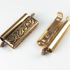 10mm x 29mm Antique Gold Leaf Beadslide Clasp #CLD308