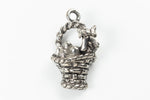 11mm x 18mm Antique Silver Easter Basket Charm #CMA004