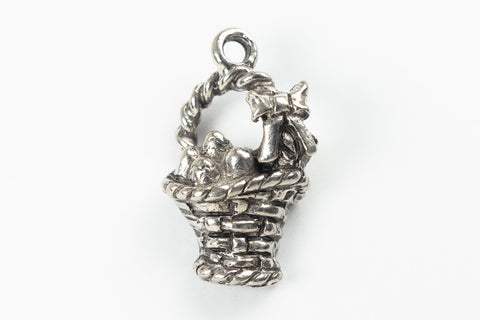11mm x 18mm Antique Silver Easter Basket Charm #CMA004