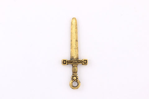 27mm Antique Gold Sword Charm #CMA704