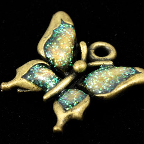 Antique Gold Glitter Butterfly-General Bead