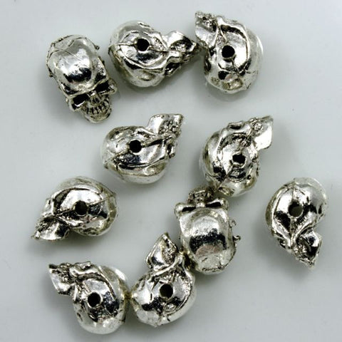 8mm Antique Silver Cast Metal Skull Charm-General Bead