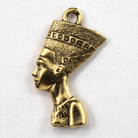 20mm Antique Gold Nefertiti Head Charm-General Bead