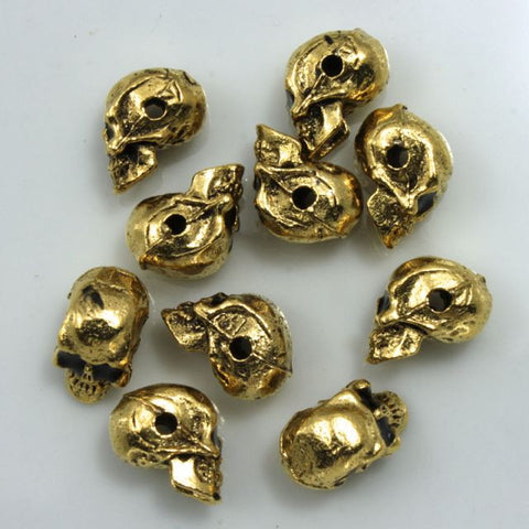 8mm Antique Gold Cast Metal Skull Charm-General Bead