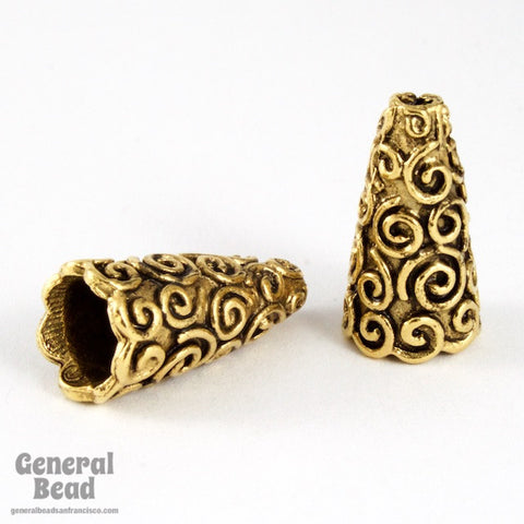 18mm Antique Gold Swirl Cone-General Bead