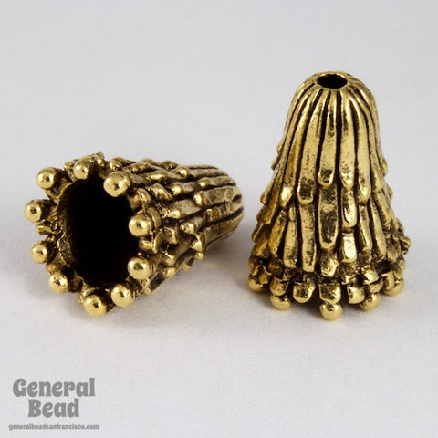 17mm Antique Gold Fringe Cone-General Bead