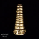 17mm Antique Gold Striped Cone-General Bead
