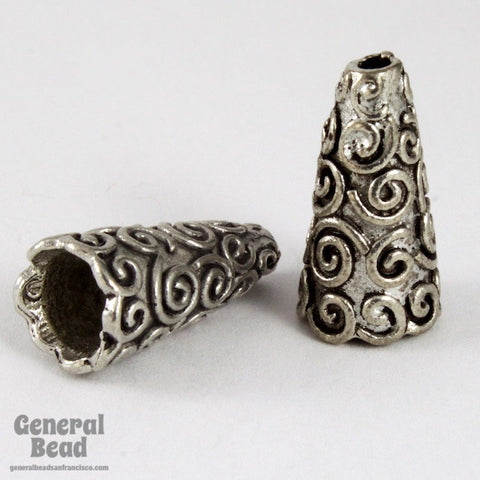 18mm Antique Silver Swirl Cone-General Bead