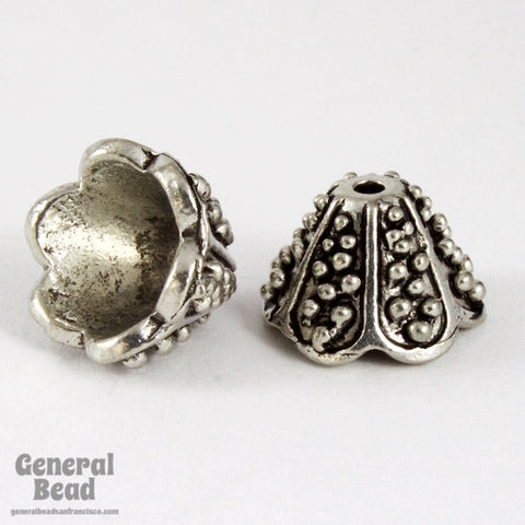 15mm Antique Silver Granulated Lampshade Cone-General Bead